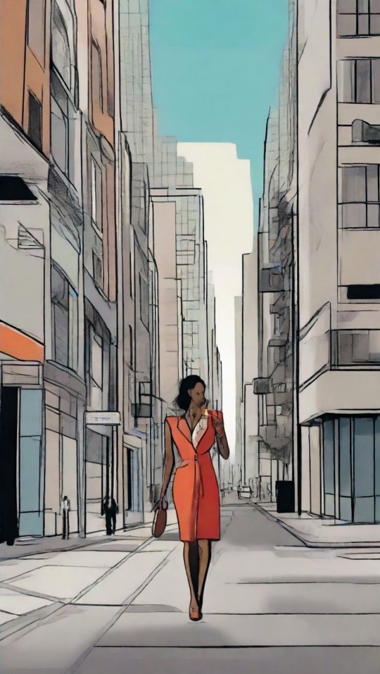 Woman in a business suit walking in the city